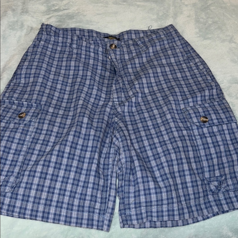 Club Room Navy Plaid Cargo Shorts